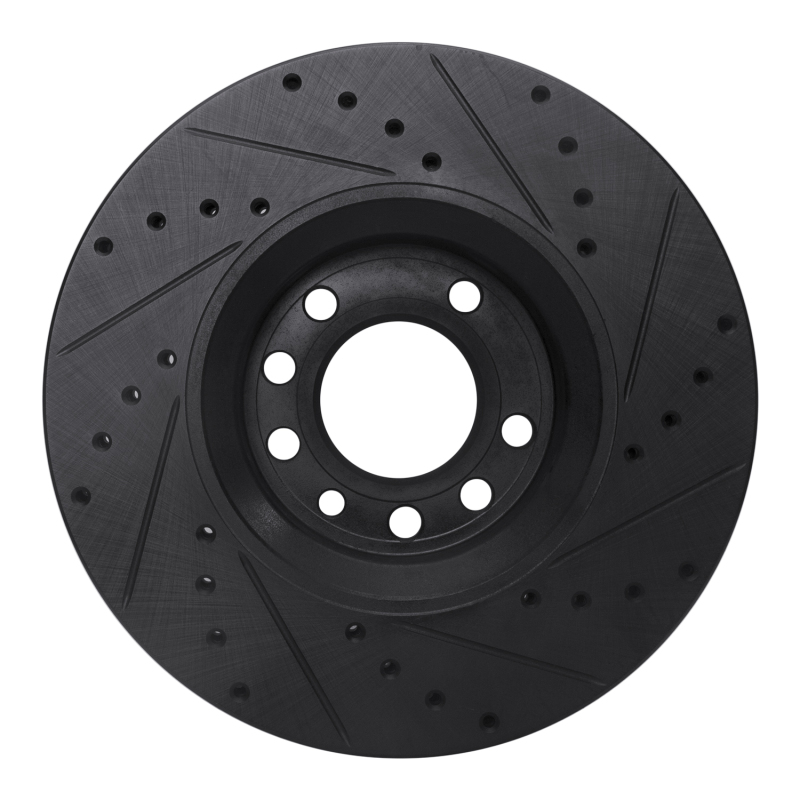 Cadillac BLS Brake Rotor (1) - Front Left - R1 Concepts - Drilled & Slotted - Black - `03-`11